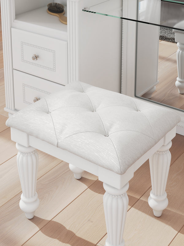 Kozlani White Vanity Stool