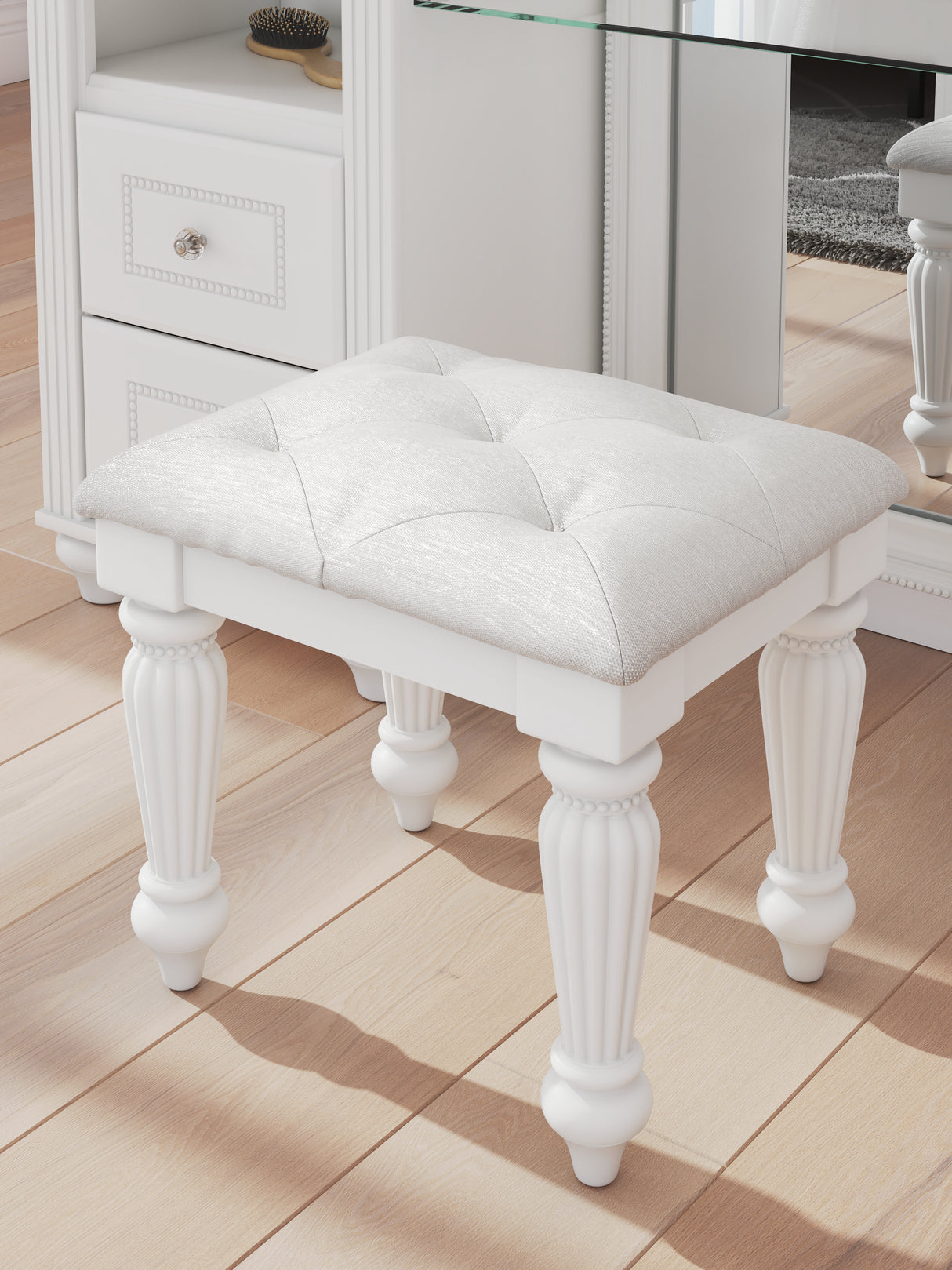 Kozlani White Vanity Stool from Ashley - Luna Furniture