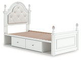 Kozlani White Twin Upholstered Panel Bed with Storage from Ashley Furniture - Luna Furniture