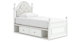 Kozlani Twin Upholstered Panel Storage Bed with Dresser and Chest in White from Ashley - Luna Furniture