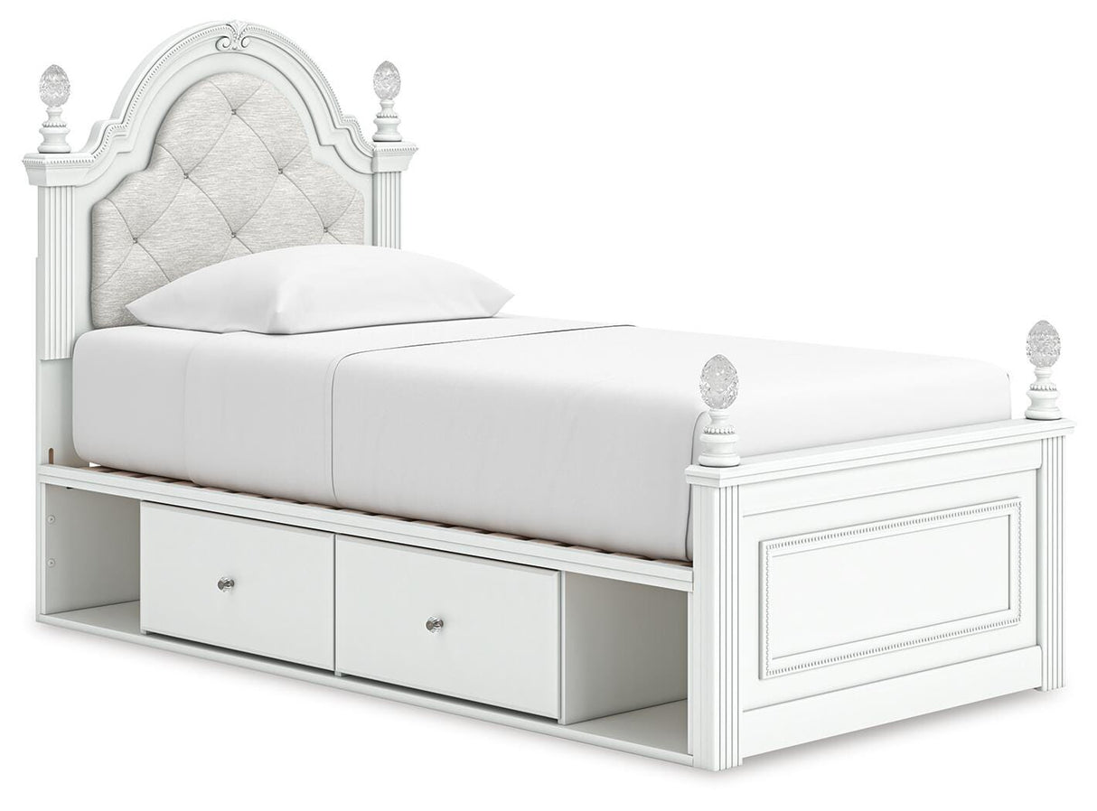 Kozlani White Twin Upholstered Panel Bed with Storage from Ashley Furniture - Luna Furniture