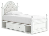 Kozlani White Twin Upholstered Panel Bed with Storage from Ashley Furniture - Luna Furniture