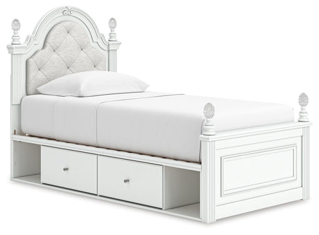 Kozlani White Twin Upholstered Panel Bed with Storage from Ashley Furniture - Luna Furniture