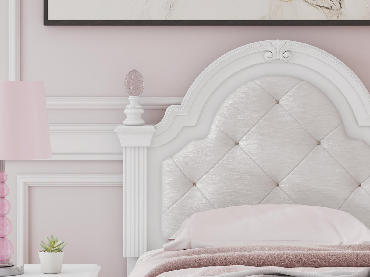 Kozlani White Twin Upholstered Panel Bed with Storage from Ashley Furniture - Luna Furniture