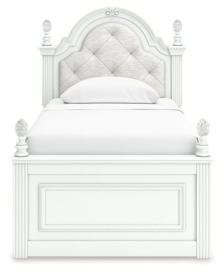 Kozlani White Twin Upholstered Panel Bed with Storage from Ashley Furniture - Luna Furniture