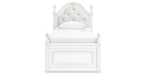 Kozlani Twin Upholstered Panel Storage Bed with Dresser in White from Ashley - Luna Furniture