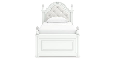 Kozlani Twin Upholstered Panel Storage Bed with Dresser and Nightstand in White from Ashley - Luna Furniture
