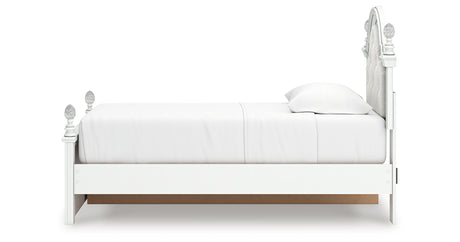 Kozlani Twin Upholstered Panel Storage Bed with Dresser and Nightstand in White from Ashley - Luna Furniture
