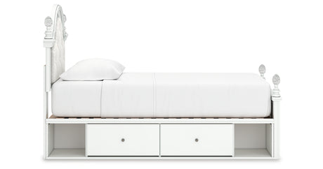 Kozlani Twin Upholstered Panel Storage Bed with Dresser and Chest in White from Ashley - Luna Furniture