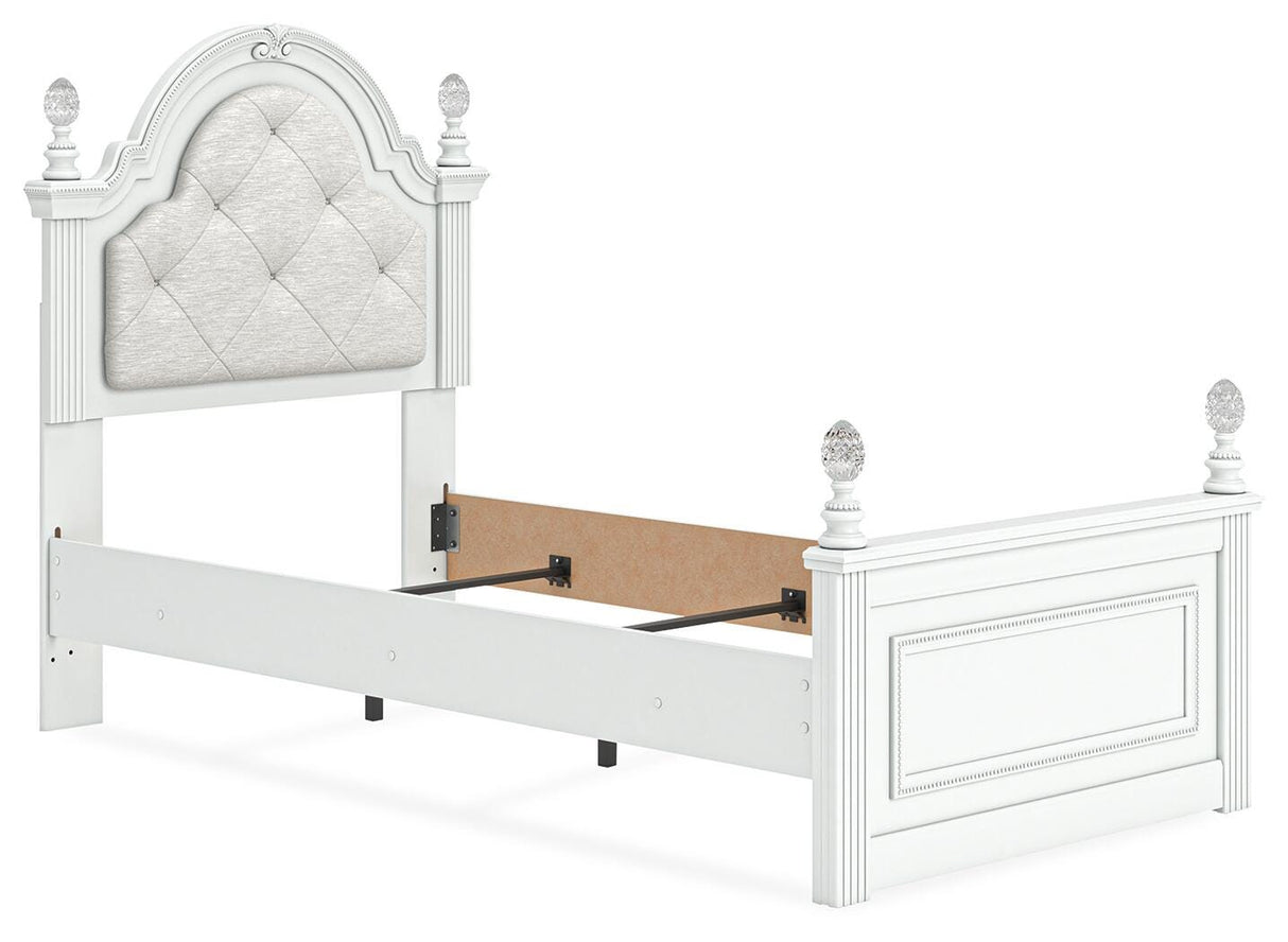 Kozlani Twin Upholstered Panel Bed, Dresser and Mirror from Ashley Furniture - Luna Furniture