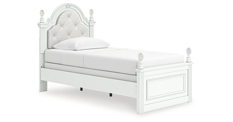 Kozlani Twin Upholstered Panel Bed with Dresser in White from Ashley - Luna Furniture