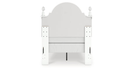 Kozlani Twin Upholstered Panel Bed with Mirrored Dresser in White from Ashley - Luna Furniture