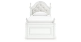 Kozlani Twin Upholstered Panel Bed with Dresser and Chest in White from Ashley Furniture - Luna Furniture