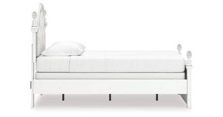 Kozlani Twin Upholstered Panel Bed with Dresser and Chest in White from Ashley - Luna Furniture