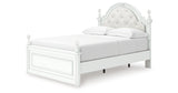 Kozlani Full Upholstered Panel Storage Bed with Mirrored Dresser in White from Ashley - Luna Furniture