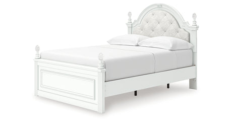 Kozlani Full Upholstered Panel Storage Bed with Mirrored Dresser in White from Ashley - Luna Furniture