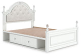 Kozlani White Full Upholstered Panel Bed with Storage from Ashley Furniture - Luna Furniture