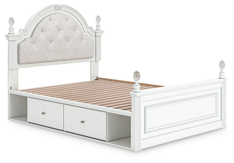 Kozlani White Full Upholstered Panel Bed with Storage from Ashley Furniture - Luna Furniture
