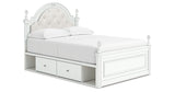 Kozlani Full Upholstered Panel Storage Bed with Mirrored Dresser and Nightstand in White from Ashley - Luna Furniture