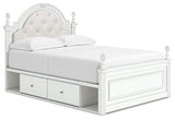 Kozlani White Full Upholstered Panel Bed with Storage from Ashley Furniture - Luna Furniture