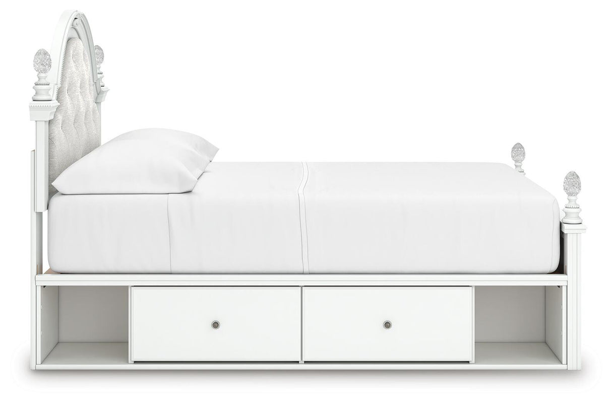 Kozlani White Full Upholstered Panel Bed with Storage from Ashley Furniture - Luna Furniture