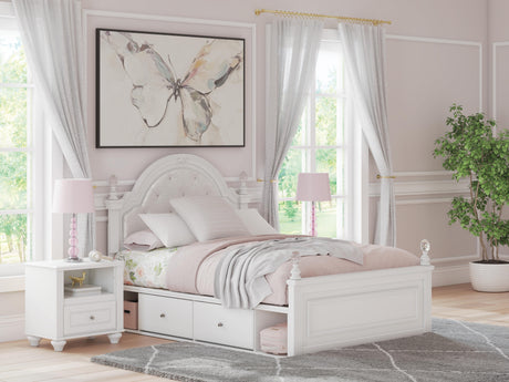 Kozlani White Full Upholstered Panel Bed with Storage from Ashley Furniture - Luna Furniture