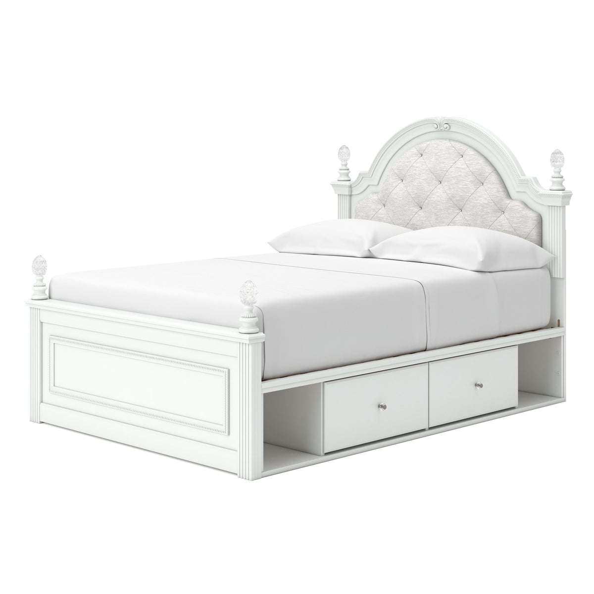 Kozlani White Full Upholstered Panel Bed with Storage from Ashley - Luna Furniture