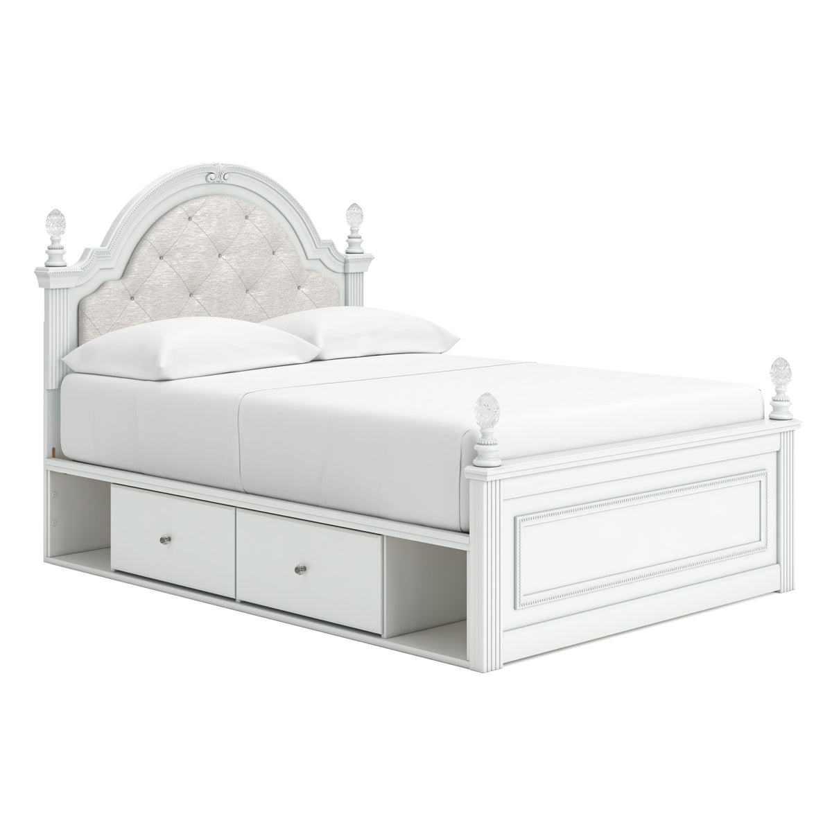 Kozlani White Full Upholstered Panel Bed with Storage from Ashley - Luna Furniture