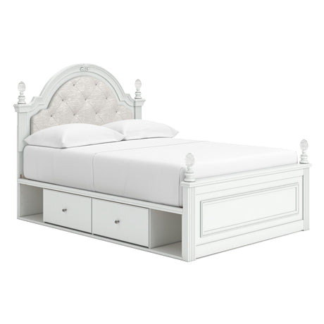 Kozlani White Full Upholstered Panel Bed with Storage from Ashley - Luna Furniture