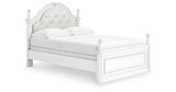 Kozlani Full Upholstered Panel Bed with Mirrored Dresser in White from Ashley Furniture - Luna Furniture