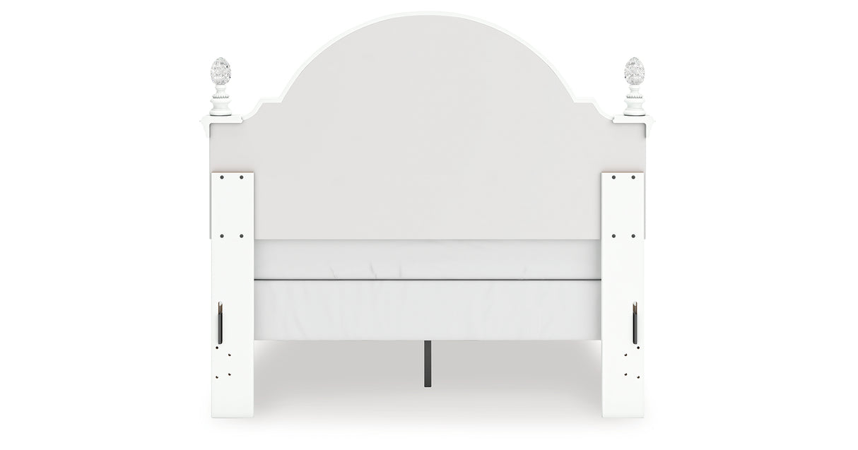 Kozlani Full Upholstered Panel Bed with Mirrored Dresser in White from Ashley Furniture - Luna Furniture
