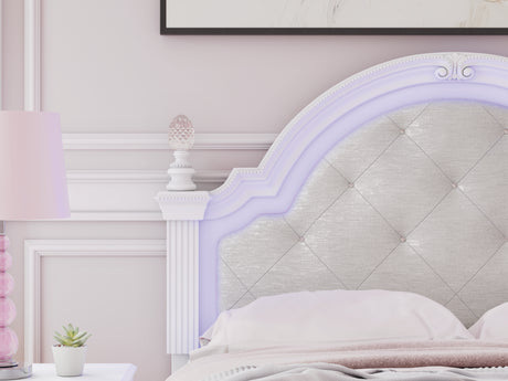 Kozlani White Full Upholstered Panel Bed from Ashley Furniture - Luna Furniture