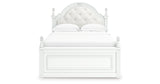 Kozlani Full Upholstered Panel Bed with Mirrored Dresser in White from Ashley Furniture - Luna Furniture