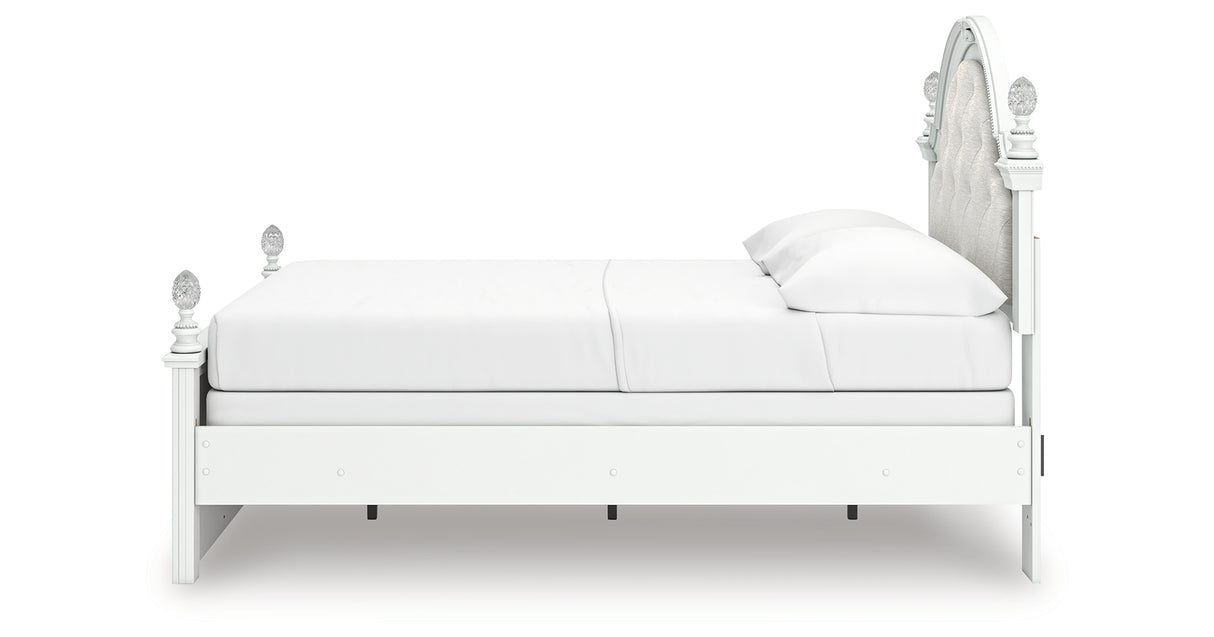 Kozlani Full Upholstered Panel Bed with Dresser in White from Ashley Furniture - Luna Furniture