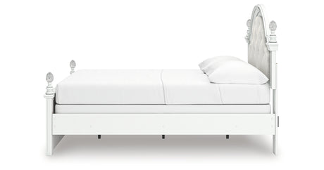 Kozlani Full Upholstered Panel Bed with Dresser and Nightstand in White from Ashley - Luna Furniture