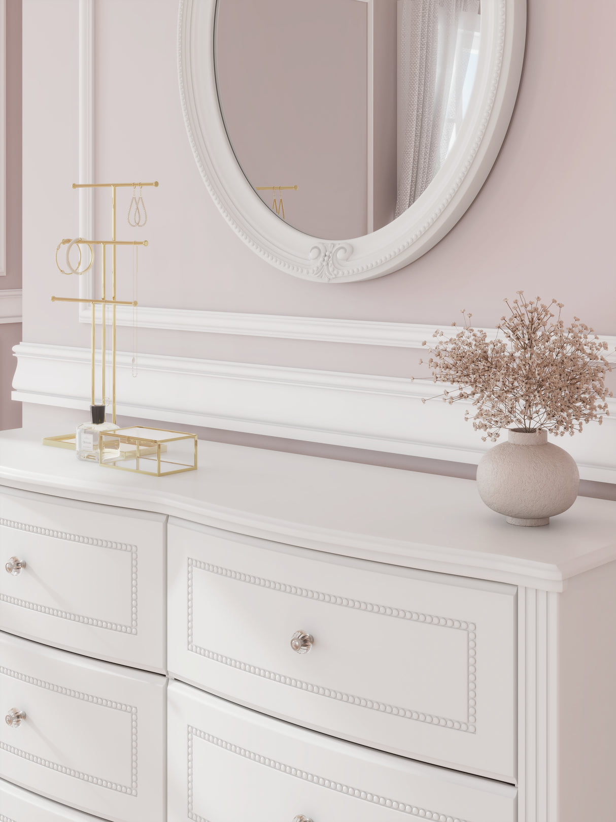 Kozlani Twin Upholstered Panel Bed, Dresser and Mirror from Ashley Furniture - Luna Furniture