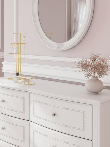 Kozlani Twin Upholstered Panel Bed, Dresser and Mirror from Ashley Furniture - Luna Furniture
