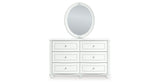 Kozlani Twin Upholstered Panel Storage Bed with Mirrored Dresser in White from Ashley - Luna Furniture