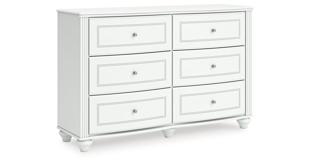 Kozlani Twin Upholstered Panel Storage Bed with Dresser and Chest in White from Ashley - Luna Furniture