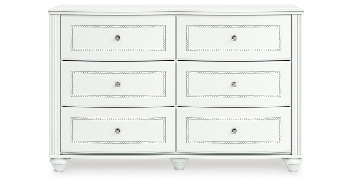 Kozlani Twin Upholstered Panel Storage Bed with Dresser and Chest in White from Ashley - Luna Furniture