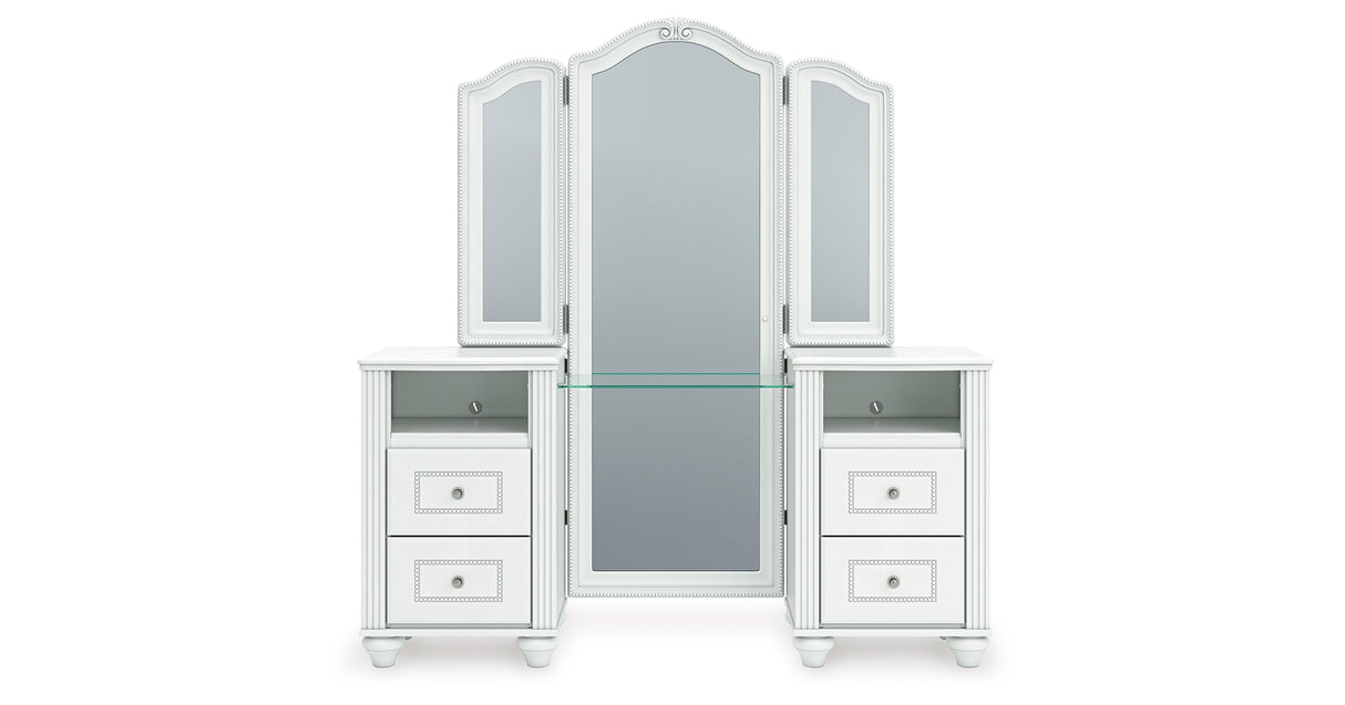 Kozlani Vanity, Mirror and Stool from Ashley Furniture - Luna Furniture