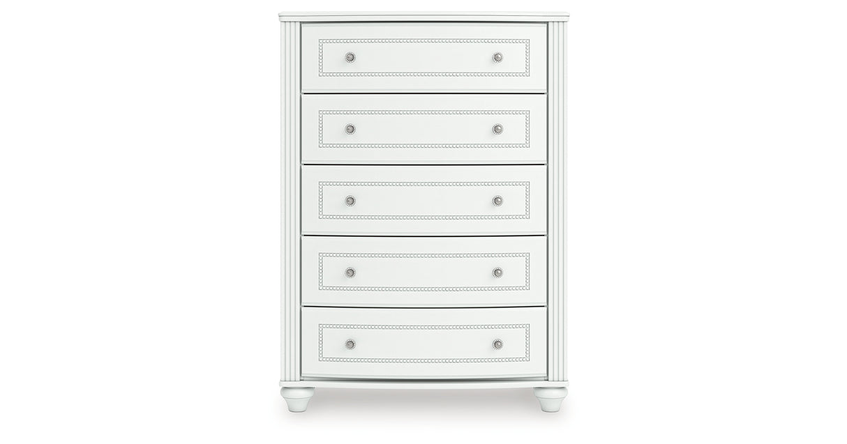 Kozlani Twin Upholstered Panel Storage Bed with Dresser and Chest in White from Ashley - Luna Furniture