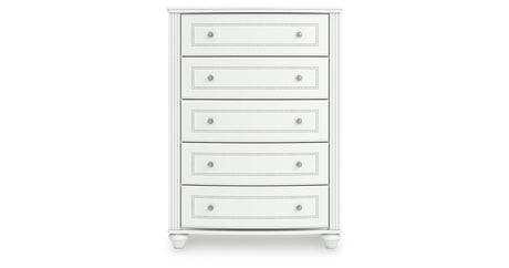 Kozlani Full Upholstered Panel Bed with Dresser and Chest in White from Ashley - Luna Furniture
