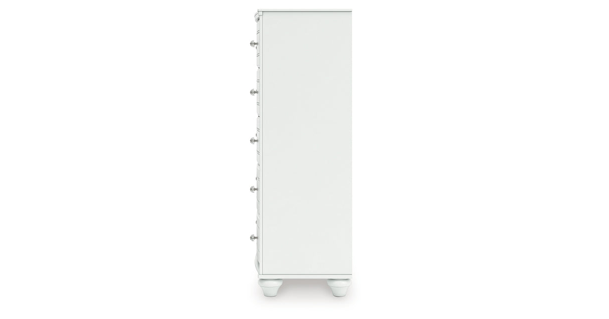 Kozlani Twin Upholstered Panel Bed with Dresser and Chest in White from Ashley Furniture - Luna Furniture