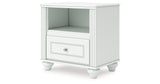 Kozlani Twin Upholstered Panel Storage Bed with Mirrored Dresser and Nightstand in White from Ashley - Luna Furniture