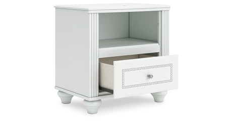 Kozlani Twin Upholstered Panel Storage Bed with Dresser and Nightstand in White from Ashley - Luna Furniture