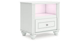 Kozlani Twin Upholstered Panel Storage Bed with Mirrored Dresser and Nightstand in White from Ashley - Luna Furniture