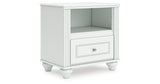 Kozlani Twin Upholstered Panel Storage Bed with Mirrored Dresser and Nightstand in White from Ashley - Luna Furniture