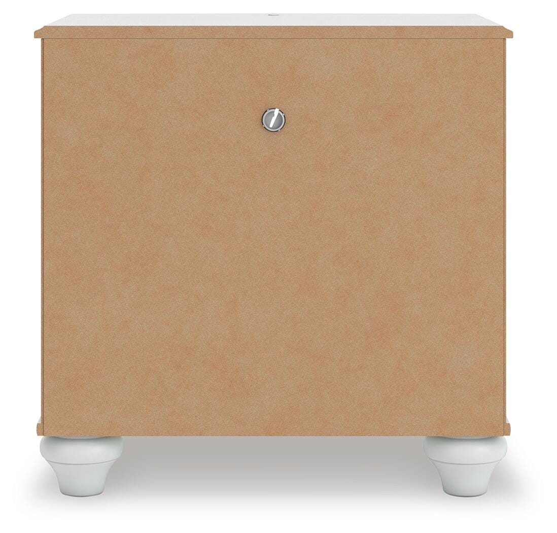 Kozlani Twin Upholstered Panel Storage Bed with Mirrored Dresser and Nightstand in White from Ashley - Luna Furniture