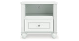 Kozlani Twin Upholstered Panel Storage Bed with Mirrored Dresser and Nightstand in White from Ashley - Luna Furniture